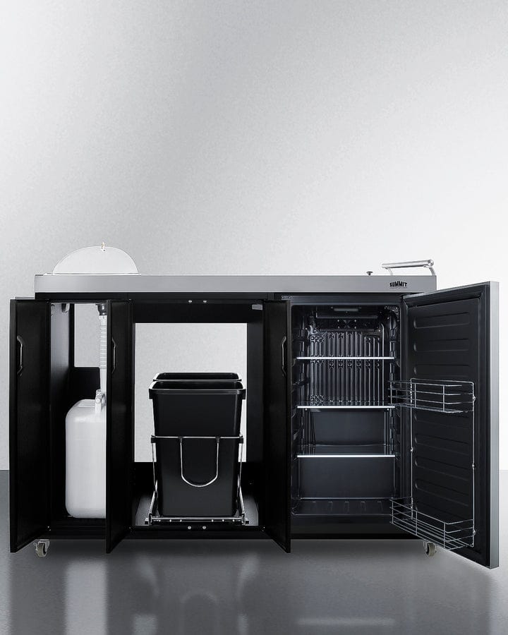 Summit Refrigeration + Cooling Summit 58&quot; Wide Portable Outdoor Kitchenette / Factory-Installed Lock, Sink and Faucet, Slide-Out Waste Bins, Removable Cutlery Bin, Removable Cutting Board Surface, Right Hinge / CARTOS54LS