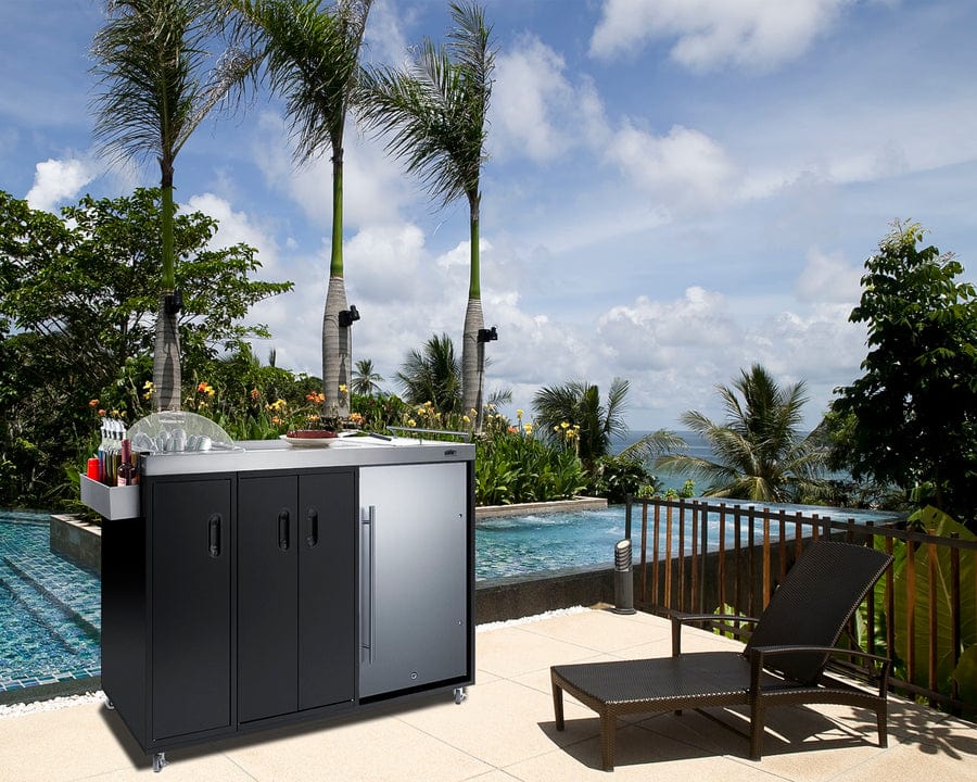 Summit Refrigeration + Cooling Summit 58" Wide Portable Outdoor Kitchenette / Factory-Installed Lock, Sink and Faucet, Slide-Out Waste Bins, Removable Cutlery Bin, Removable Cutting Board Surface, Right Hinge / CARTOS54LS