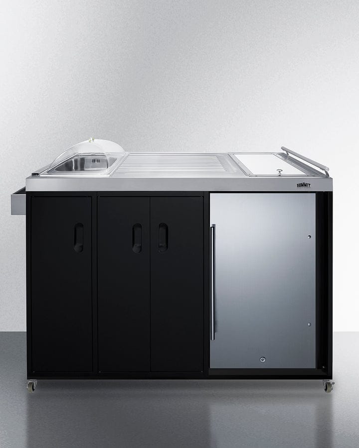 Summit Refrigeration + Cooling Summit 58&quot; Wide Portable Outdoor Kitchenette / Factory-Installed Lock, Sink and Faucet, Slide-Out Waste Bins, Removable Cutlery Bin, Removable Cutting Board Surface, Right Hinge / CARTOS54LS