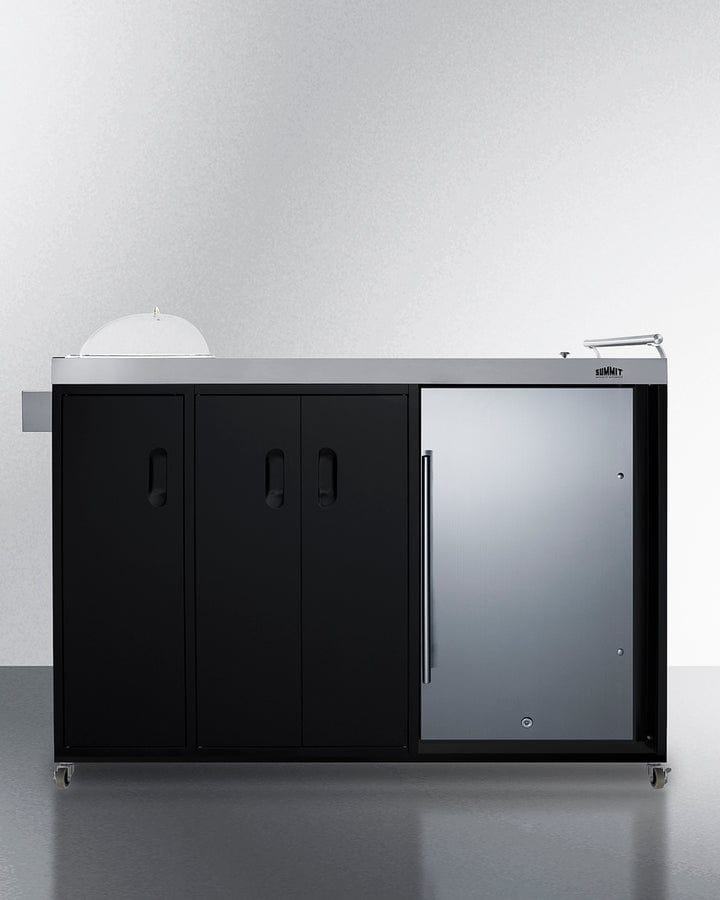 Summit Refrigeration + Cooling Summit 58&quot; Wide Portable Outdoor Kitchenette / Factory-Installed Lock, Sink and Faucet, Slide-Out Waste Bins, Removable Cutlery Bin, Removable Cutting Board Surface, Right Hinge / CARTOS54LS