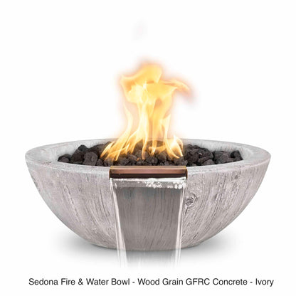 The Outdoor Plus Fire Features Match Lit Ignition / Ivory (-IVY) / Natural Gas The Outdoor Plus 27" Sedona GFRC Wood Grain Concrete Round Fire and Water Bowl / OPT-27RWGFW