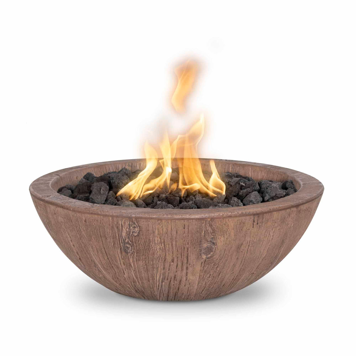 The Outdoor Plus Fire Features Oak (-OAK) / Match Lit Ignition / Natural Gas The Outdoor Plus 27” Sedona GFRC Wood Grain Concrete Round Fire Bowl / OPT-27RWGFO