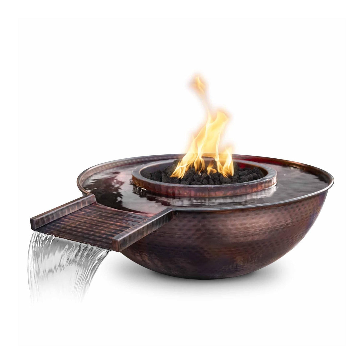 The Outdoor Plus Fire Features The Outdoor Plus 27&quot; Sedona Hammered Copper Gravity Spill Round Fire &amp; Water Bowl / OPT-27RCPRFWGS