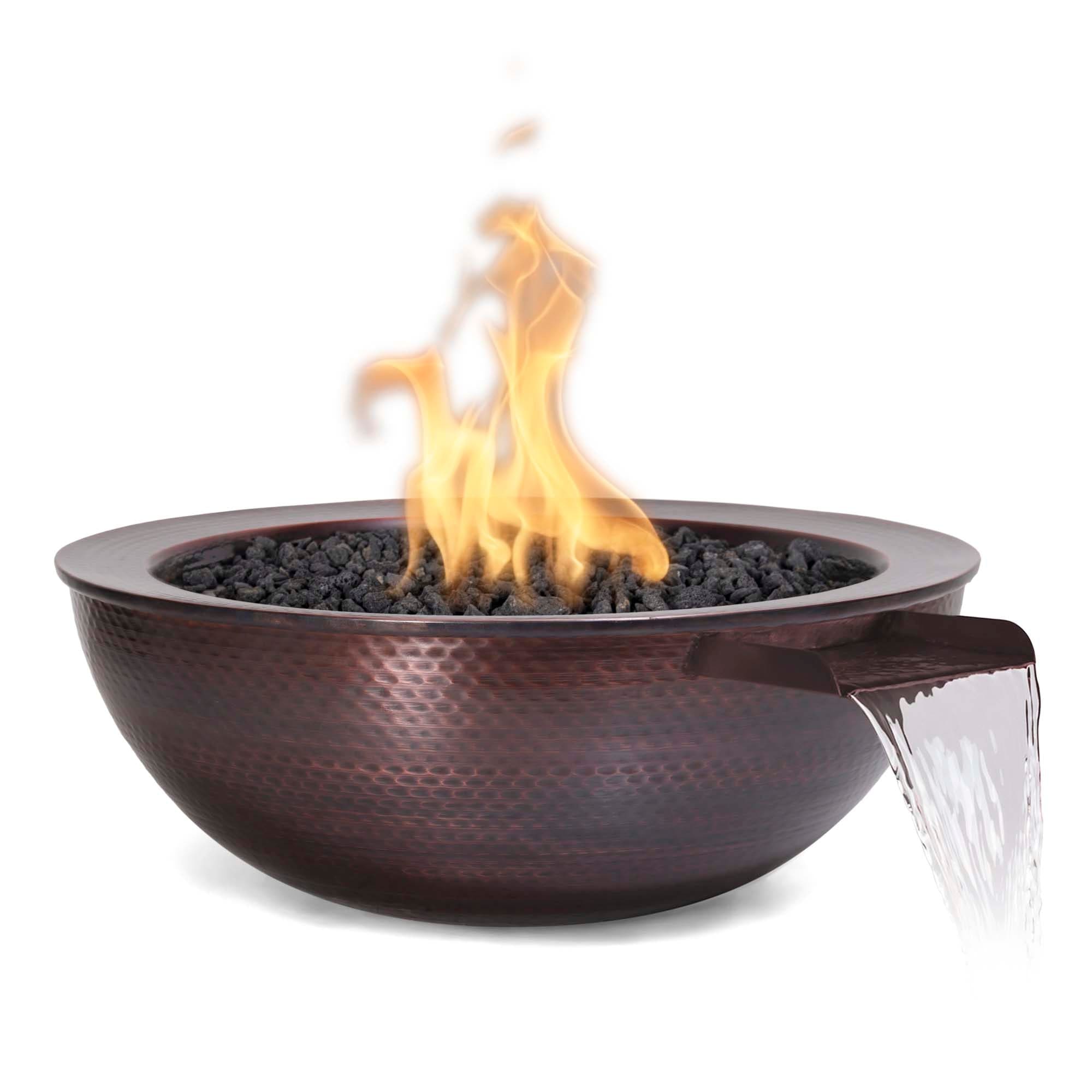 The Outdoor Plus Fire Features The Outdoor Plus 27" Sedona Hammered Copper Round Fire & Water Bowl / OPT-27RCPRFW