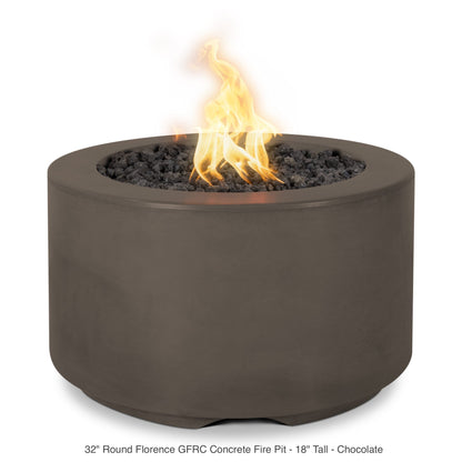 The Outdoor Plus Fire Features The Outdoor Plus 32" Round Florence GFRC Concrete Fire Pit - 18" Tall / OPT-FL3218, OPT-FL3218FSML, OPT-FL3218FSEN, OPT-FL3218E12V, OPT-FL3218EKIT