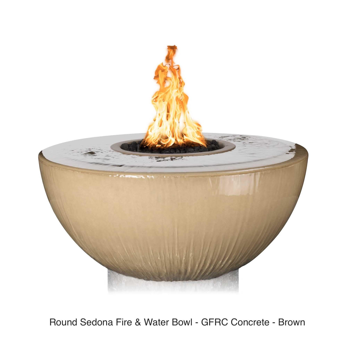 The Outdoor Plus Fire Features The Outdoor Plus 38&quot; Sedona GFRC 360 Degree Spill Round Fire and Water Bowl / OPT-38FW360
