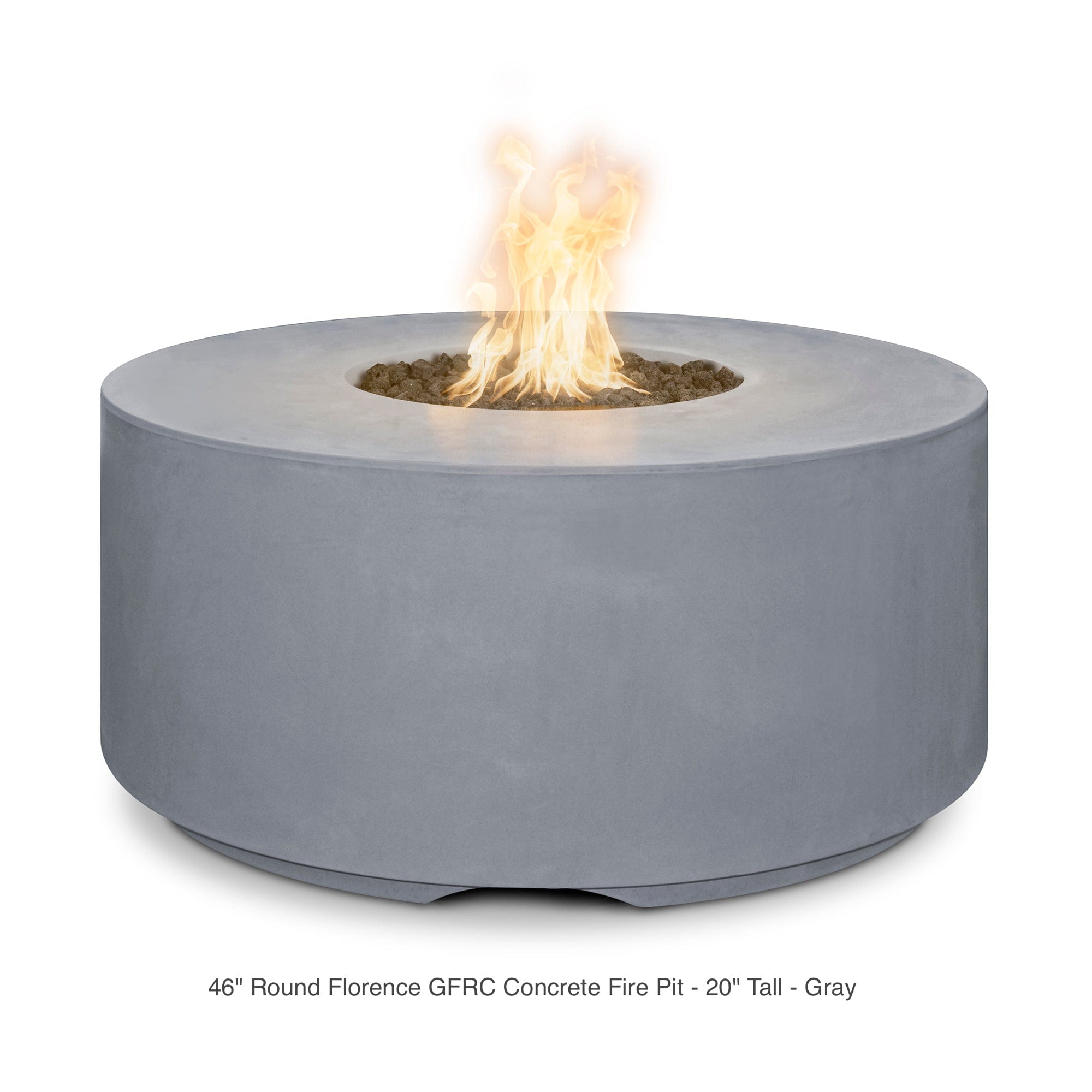 The Outdoor Plus Fire Features The Outdoor Plus 46", 54", 72" Round Florence GFRC Concrete Fire Pit - 20" Tall / OPT-FL4620, OPT-FL54, OPT-FL72