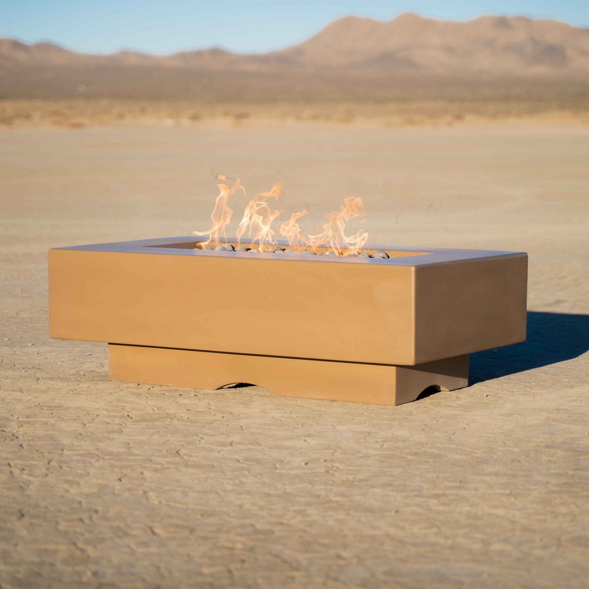 The Outdoor Plus Fire Features The Outdoor Plus 48", 60", 72", 84", 96" Rectangular Del Mar GFRC Concrete Fire Pit / OPT-CORGFRC48, OPT-DEL6028, OPT-DEL7228, OPT-DEL8428, OPT-DEL9628