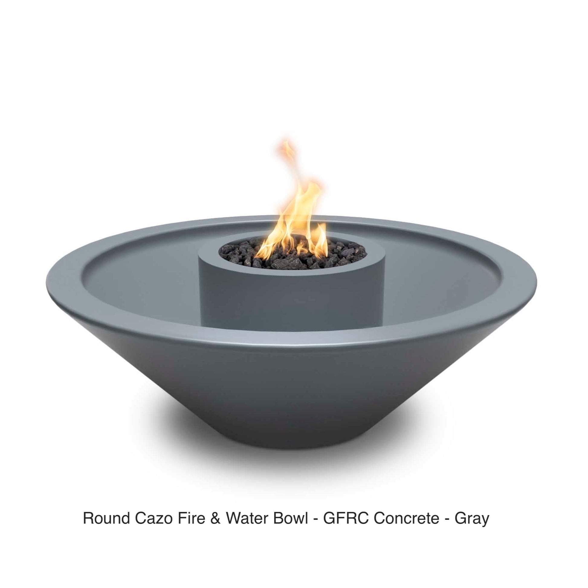The Outdoor Plus Fire Features The Outdoor Plus 48” Cazo GFRC Concrete 360 Degree Spill Round Fire and Water Bowl / OPT-48CZFW360