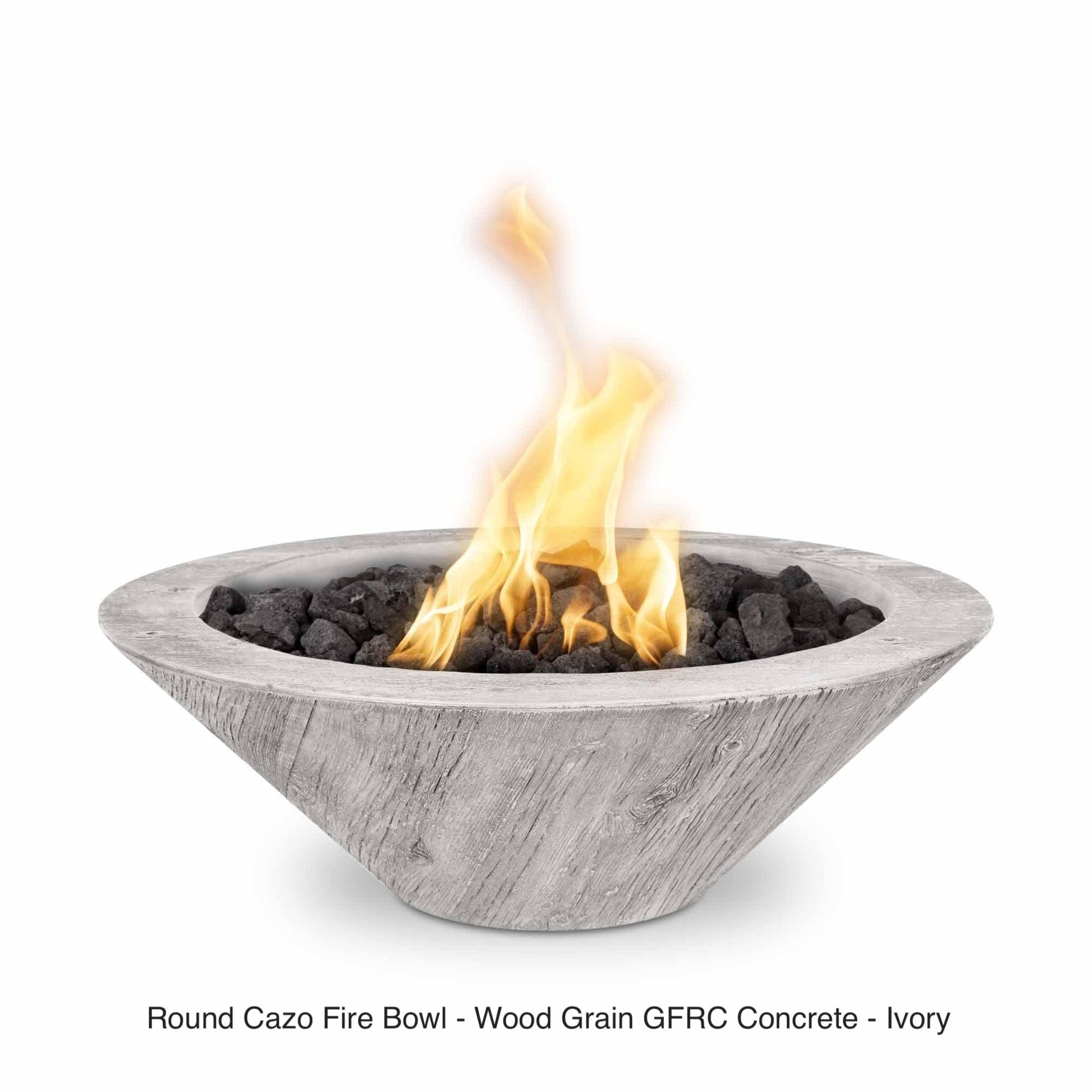 The Outdoor Plus Fire Features The Outdoor Plus Cazo GFRC Wood Grain Concrete Round Fire Bowl / OPT-(xx)RWGFO