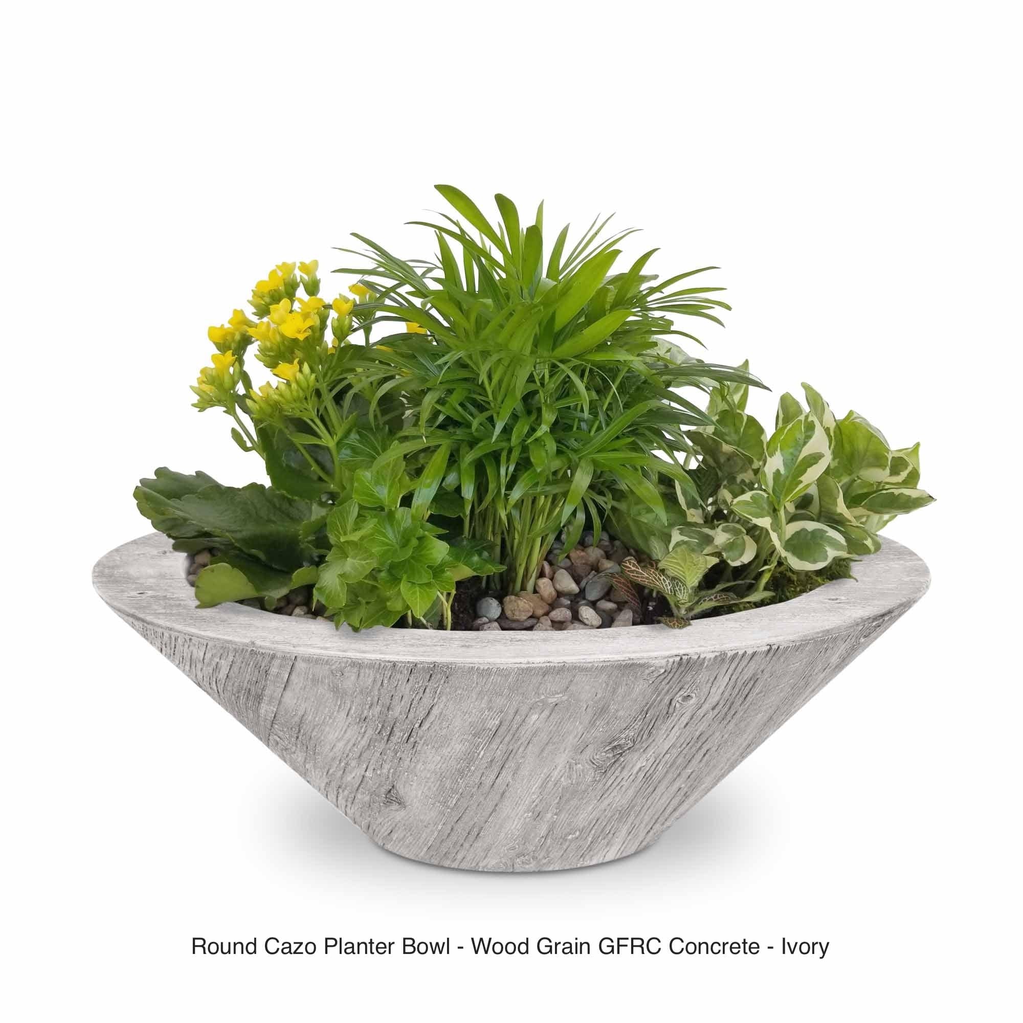 The Outdoor Plus Fire Features 24" / Ivory (-IVY) The Outdoor Plus Cazo GFRC Wood Grain Concrete Round Planter Bowl / OPT-(xx)RWGPO