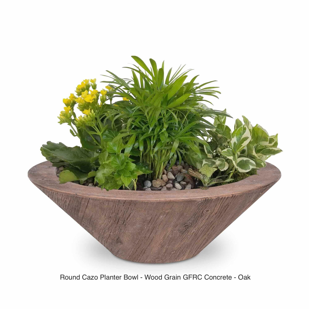 The Outdoor Plus Fire Features 24&quot; / Oak (-OAK) The Outdoor Plus Cazo GFRC Wood Grain Concrete Round Planter Bowl / OPT-(xx)RWGPO