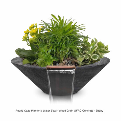 The Outdoor Plus Fire Features 24" / Ebony (-EBN) The Outdoor Plus Cazo GFRC Wood Grain Concrete Round Planter & Water Bowl / OPT-(xx)RWGPW