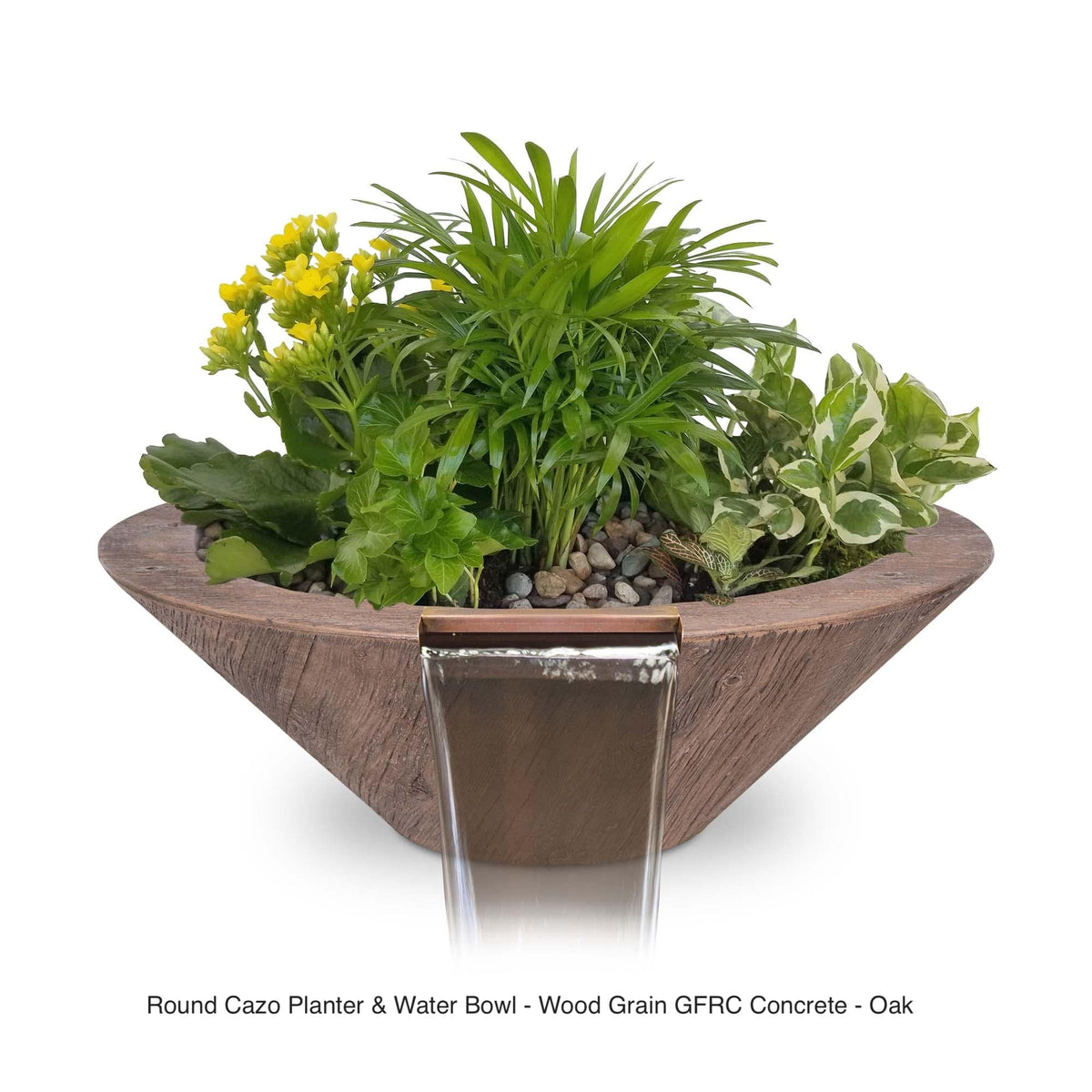The Outdoor Plus Fire Features 24&quot; / Oak (-OAK) The Outdoor Plus Cazo GFRC Wood Grain Concrete Round Planter &amp; Water Bowl / OPT-(xx)RWGPW
