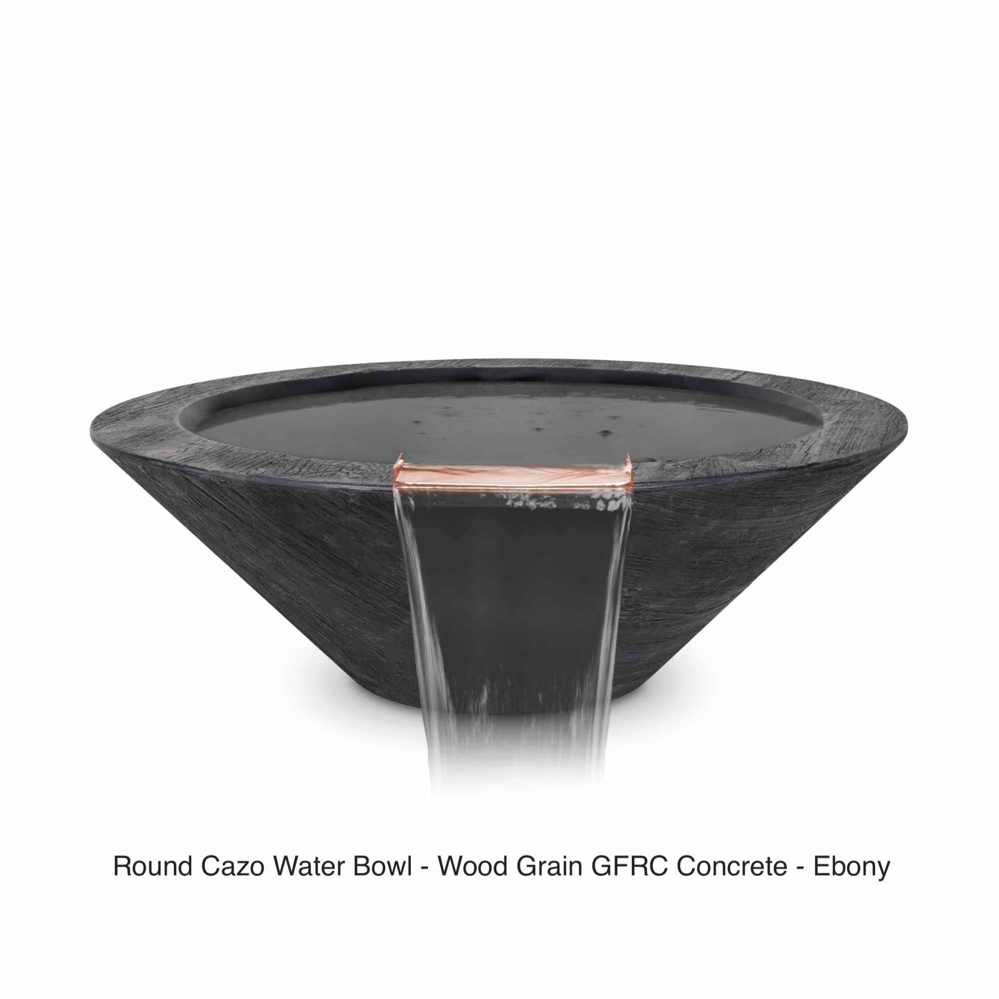The Outdoor Plus Fire Features 24" / Ebony (-EBN) The Outdoor Plus Cazo GFRC Wood Grain Concrete Round Water Bowl / OPT-(xx)RWGWO