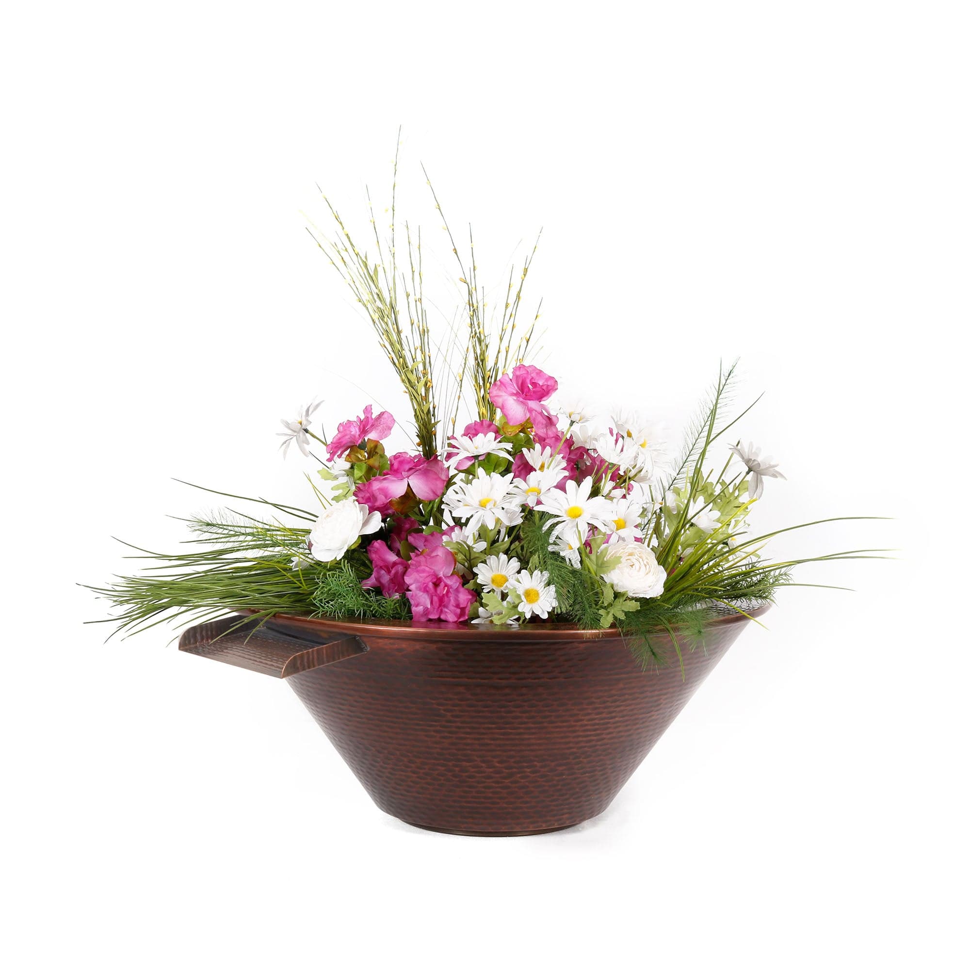 The Outdoor Plus Fire Features The Outdoor Plus Cazo Hammered Copper Round Planter & Water Bowl / OPT-R(xx)CPW