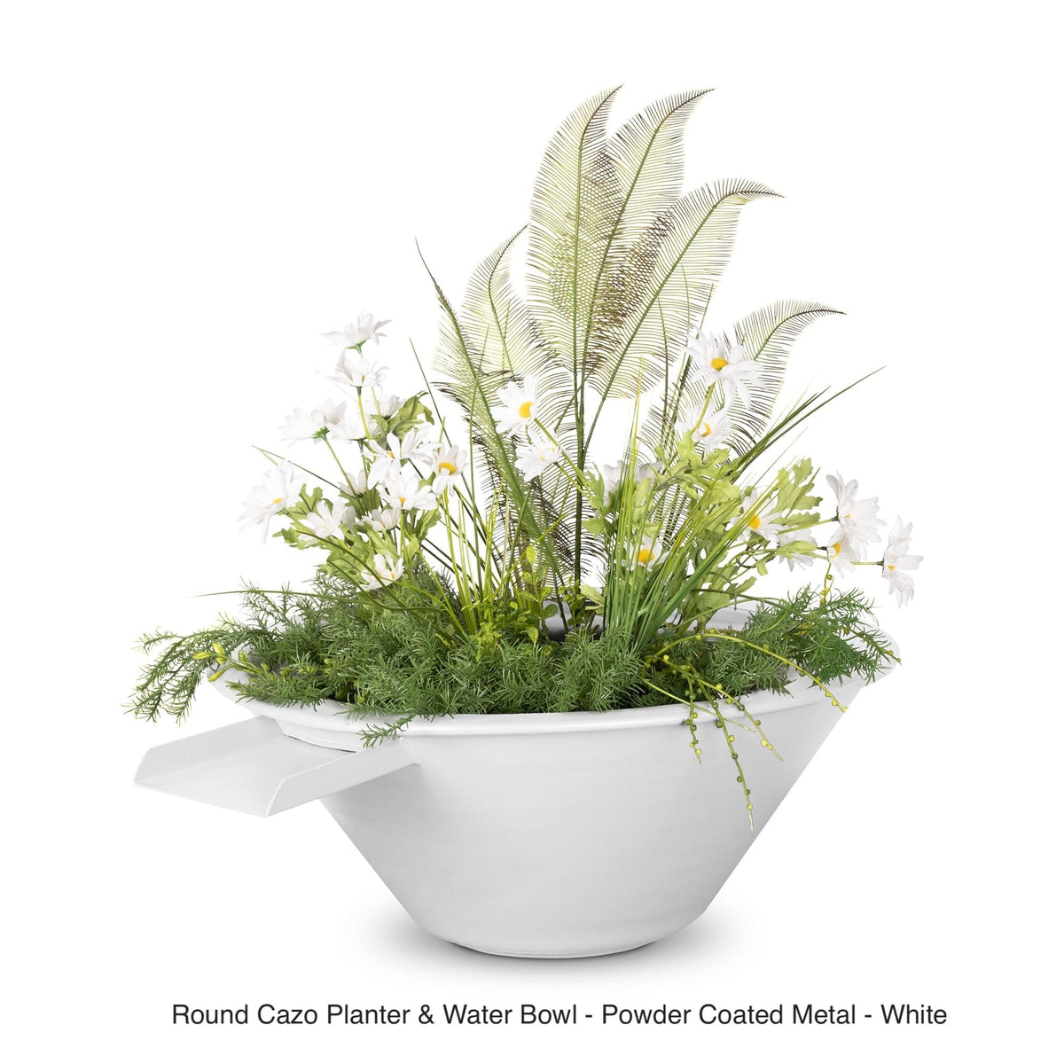 The Outdoor Plus Fire Features The Outdoor Plus Cazo Powder Coated Steel Round Planter &amp; Water Bowl / OPT-R(xx)PCPW