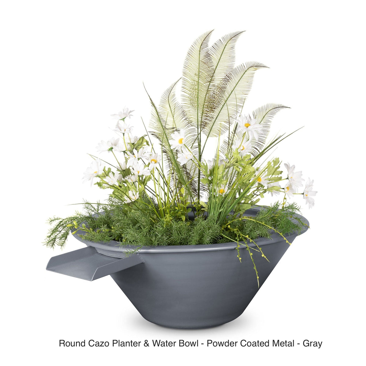The Outdoor Plus Fire Features The Outdoor Plus Cazo Powder Coated Steel Round Planter &amp; Water Bowl / OPT-R(xx)PCPW