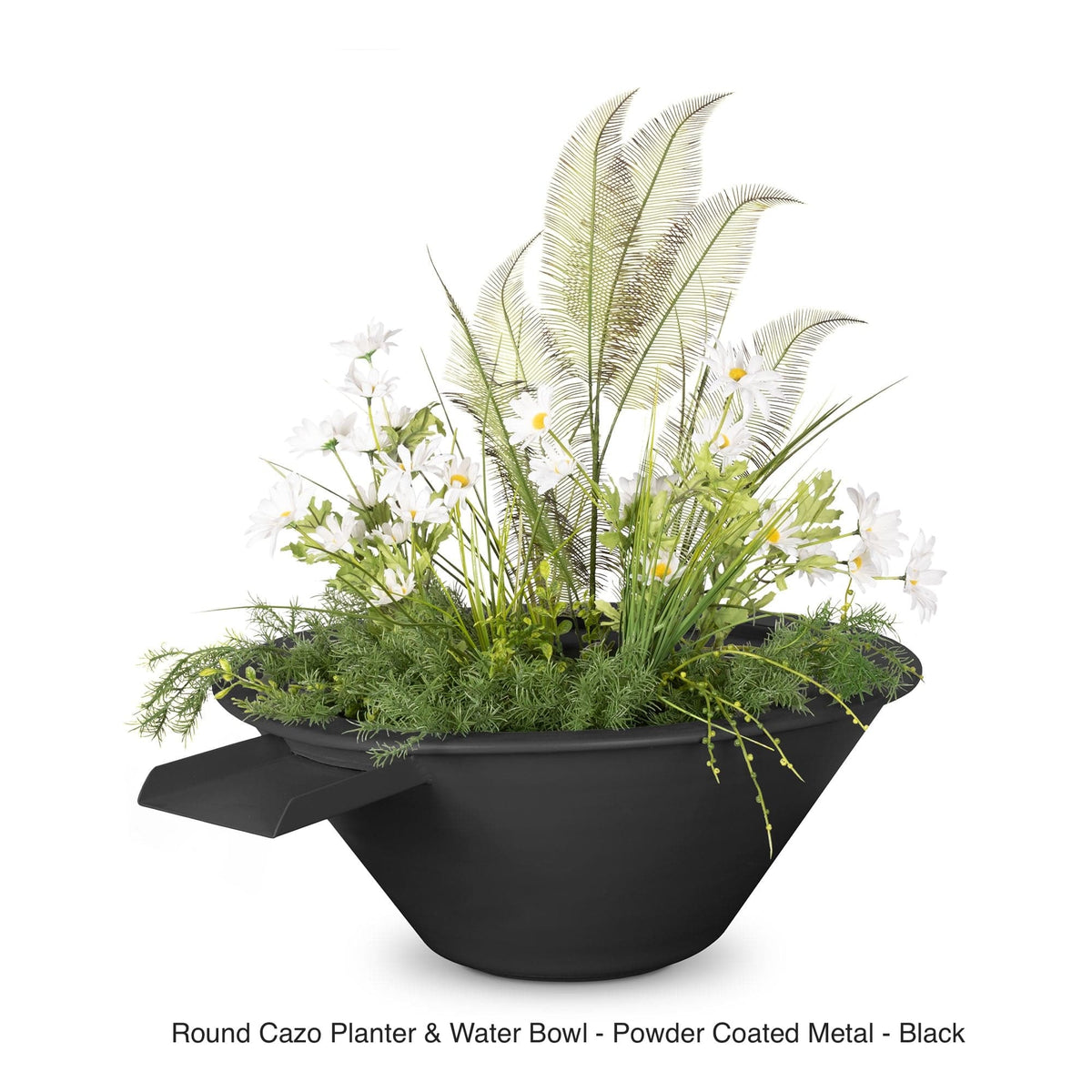 The Outdoor Plus Fire Features The Outdoor Plus Cazo Powder Coated Steel Round Planter &amp; Water Bowl / OPT-R(xx)PCPW