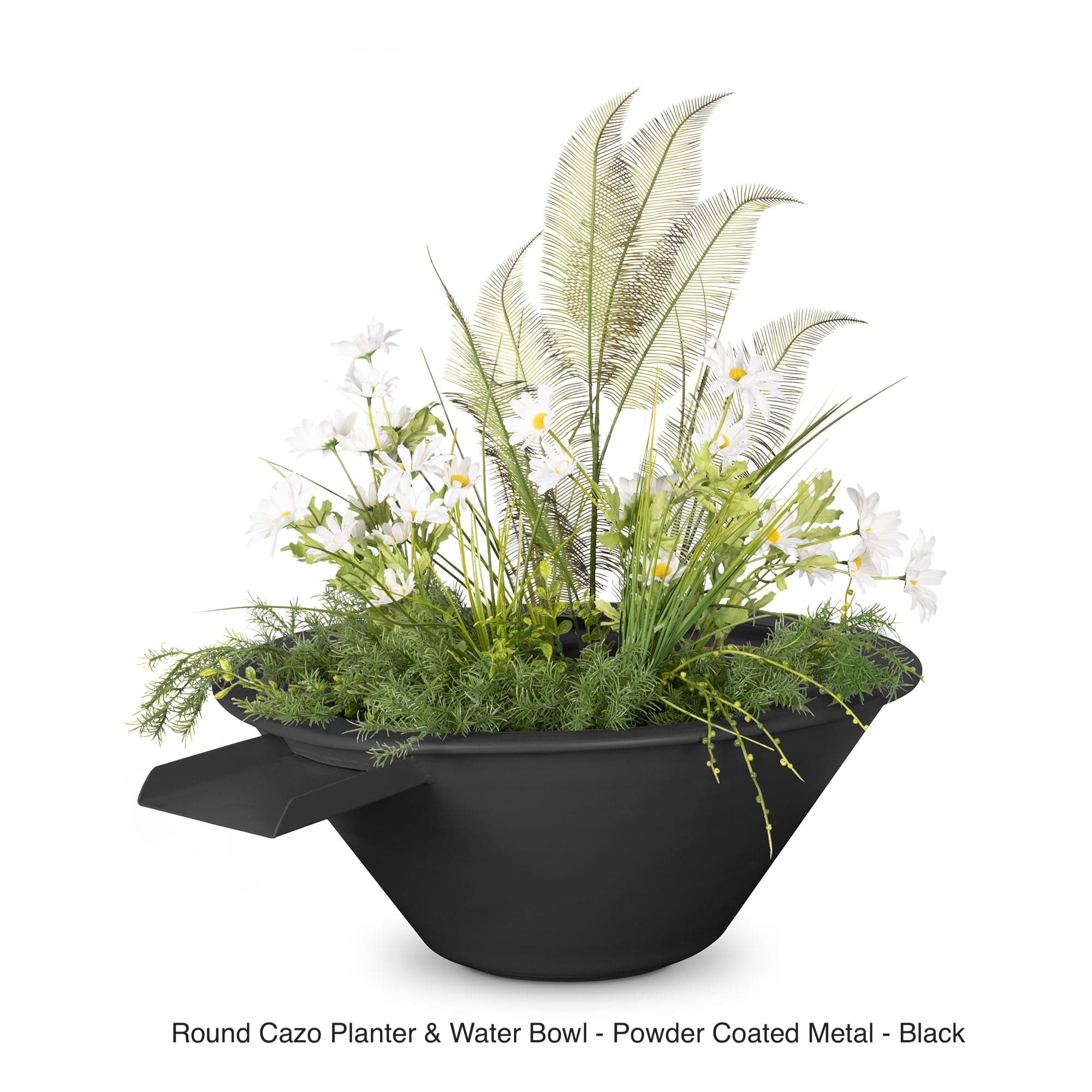 The Outdoor Plus Fire Features The Outdoor Plus Cazo Powder Coated Steel Round Planter & Water Bowl / OPT-R(xx)PCPW