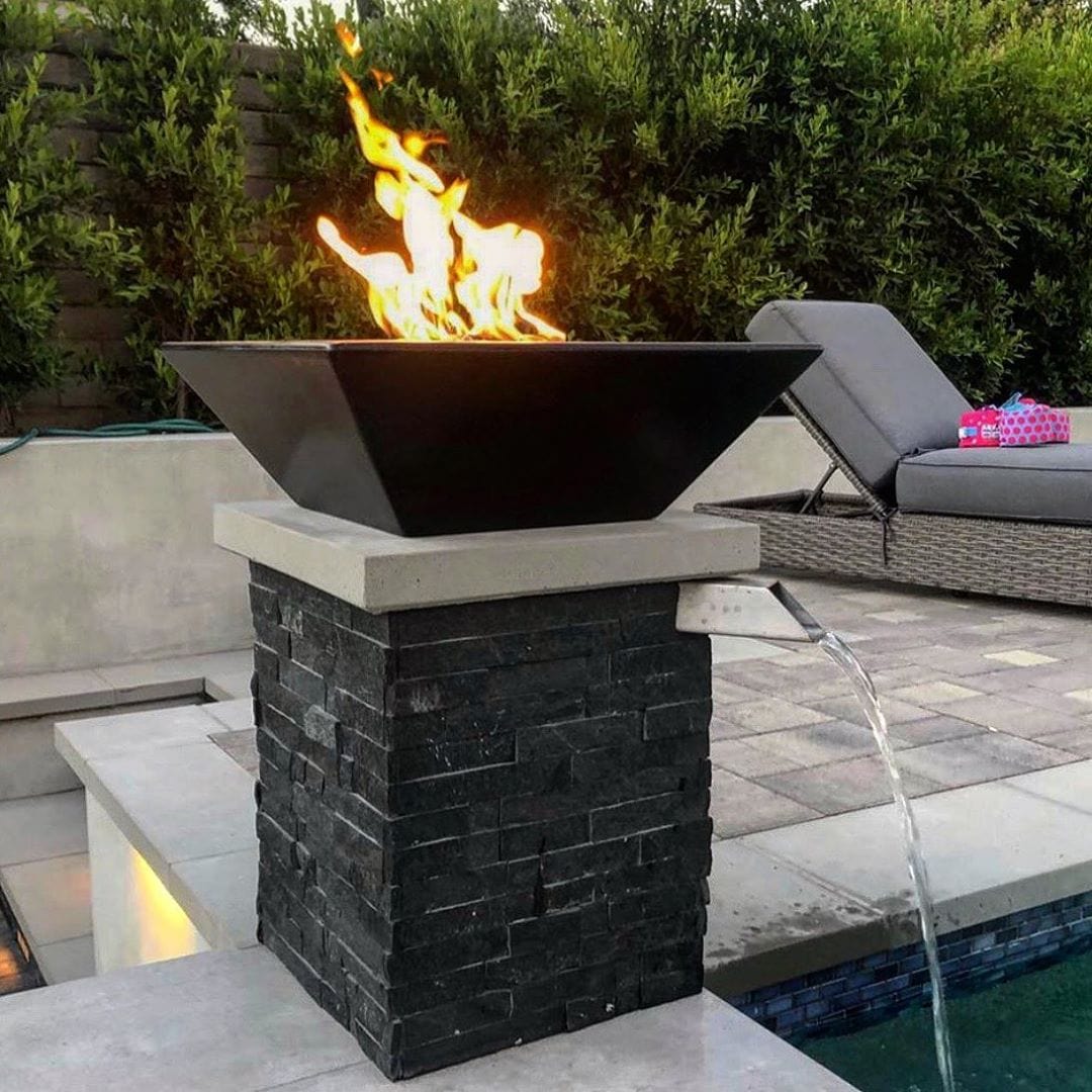 The Outdoor Plus Fire Features The Outdoor Plus Maya GFRC Concrete Square Fire Bowl / OPT-(xx)SFO