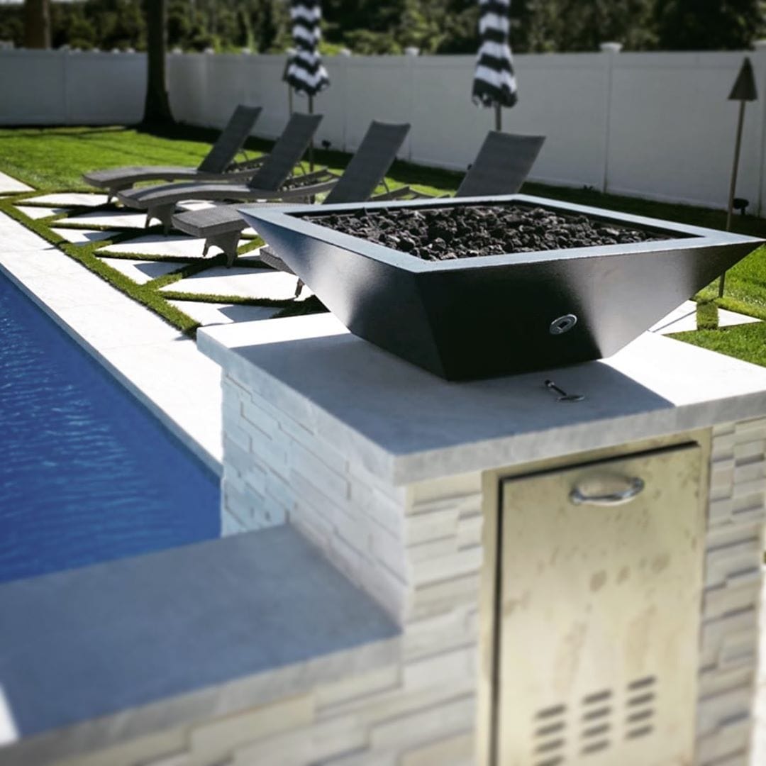 The Outdoor Plus Fire Features The Outdoor Plus Maya GFRC Concrete Square Fire Bowl / OPT-(xx)SFO