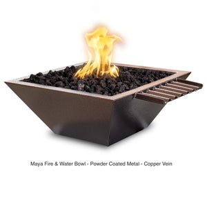 The Outdoor Plus Fire Features The Outdoor Plus Maya GFRC Concrete Square Fire & Water Bowl with Wave Scupper / OPT-(xx)SQPCFWWV