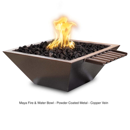 The Outdoor Plus Fire Features The Outdoor Plus Maya GFRC Concrete Square Fire & Water Bowl with Wave Scupper / OPT-(xx)SQPCFWWV