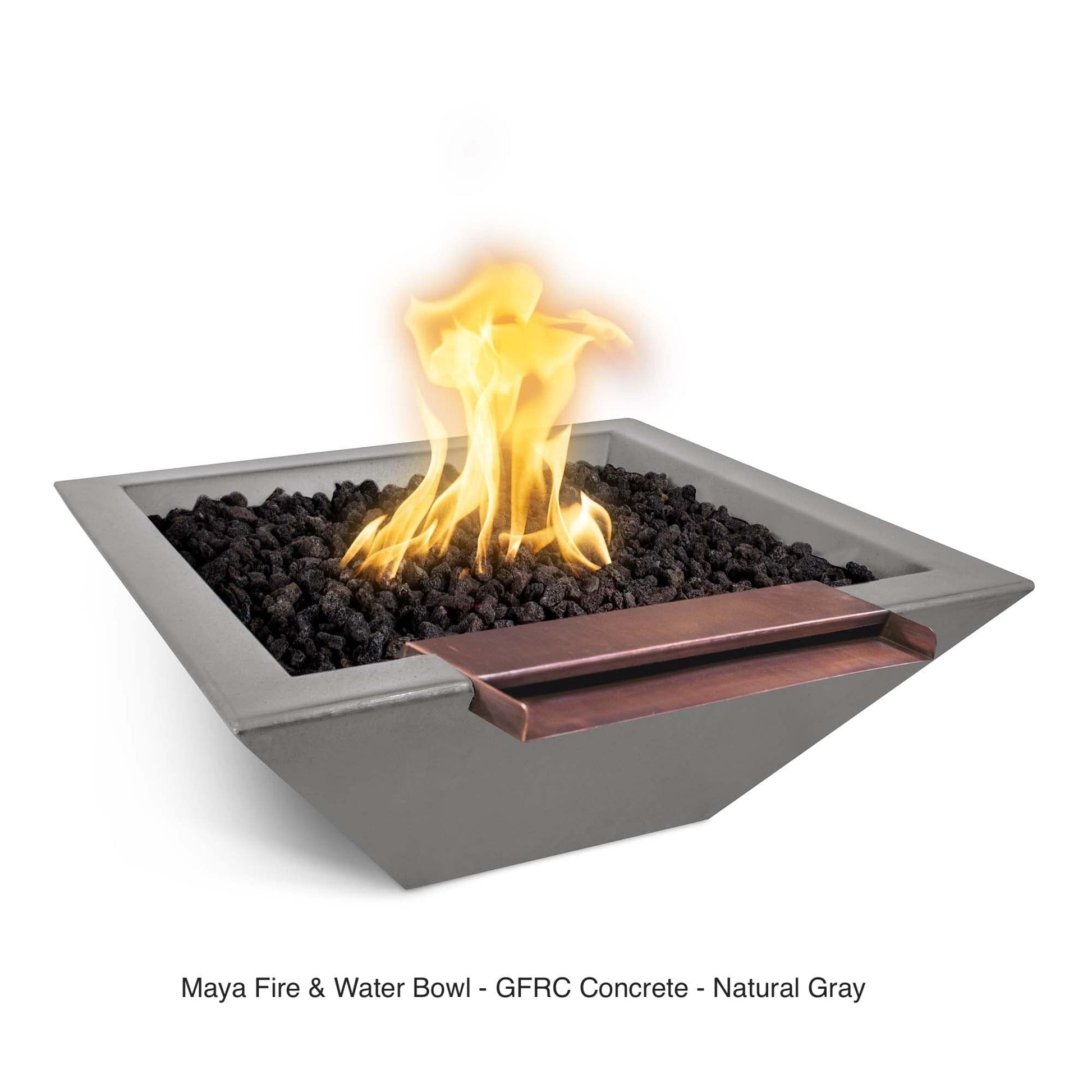 The Outdoor Plus Fire Features The Outdoor Plus Maya GFRC Concrete Square Fire & Water Bowl with Wide Spill / OPT-(xx)SFWWS