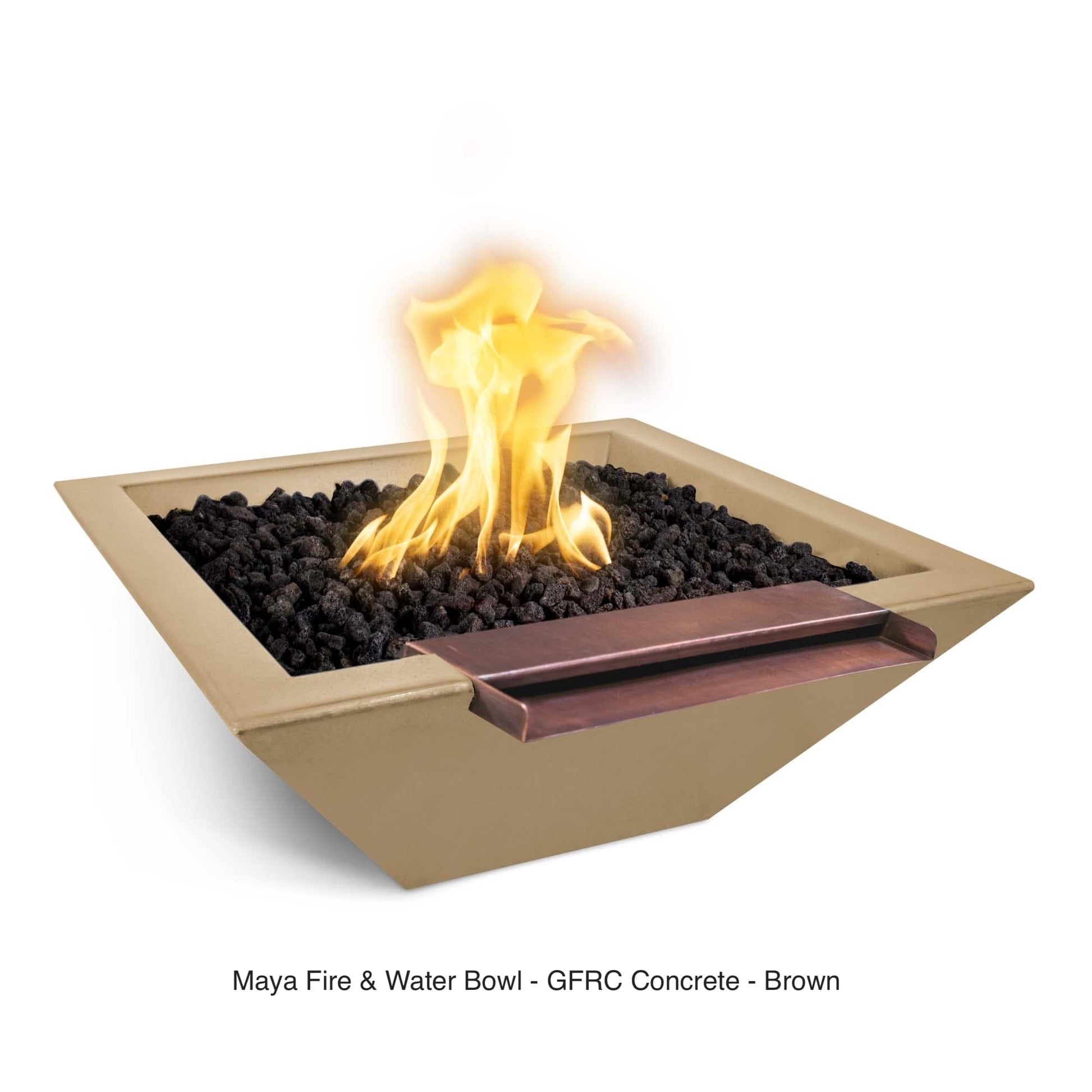 The Outdoor Plus Fire Features The Outdoor Plus Maya GFRC Concrete Square Fire & Water Bowl with Wide Spill / OPT-(xx)SFWWS