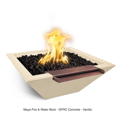 The Outdoor Plus Fire Features The Outdoor Plus Maya GFRC Concrete Square Fire & Water Bowl with Wide Spill / OPT-(xx)SFWWS