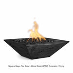 The Outdoor Plus Fire Features The Outdoor Plus Maya GFRC Wood Grain Concrete Square Fire Bowl / OPT-(xx)SWGFO