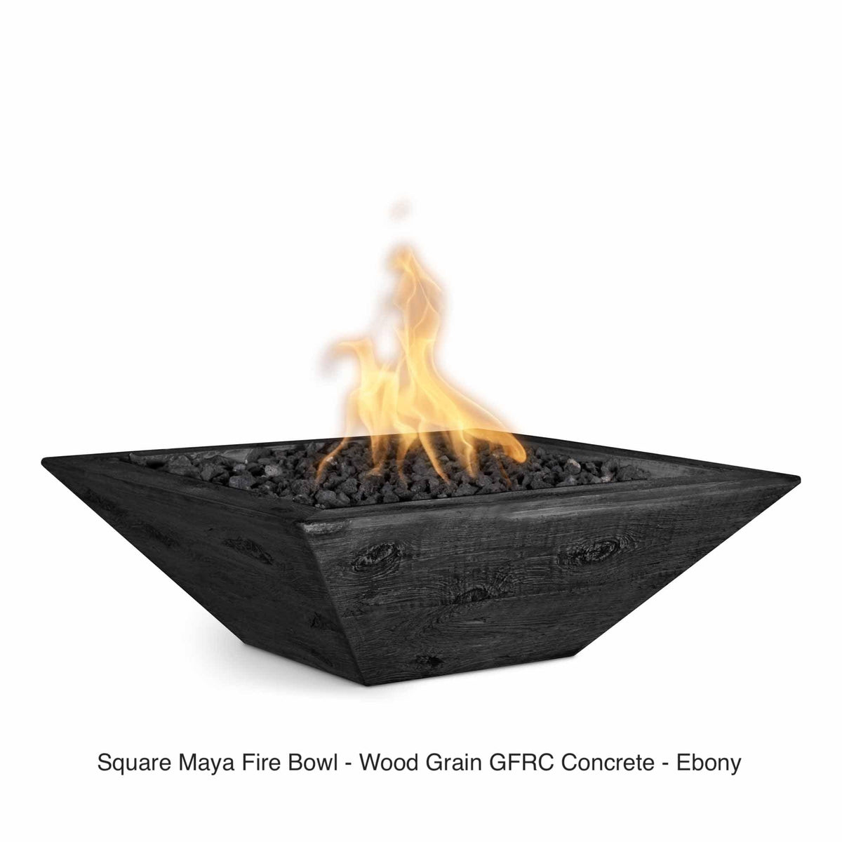 The Outdoor Plus Fire Features The Outdoor Plus Maya GFRC Wood Grain Concrete Square Fire Bowl / OPT-(xx)SWGFO