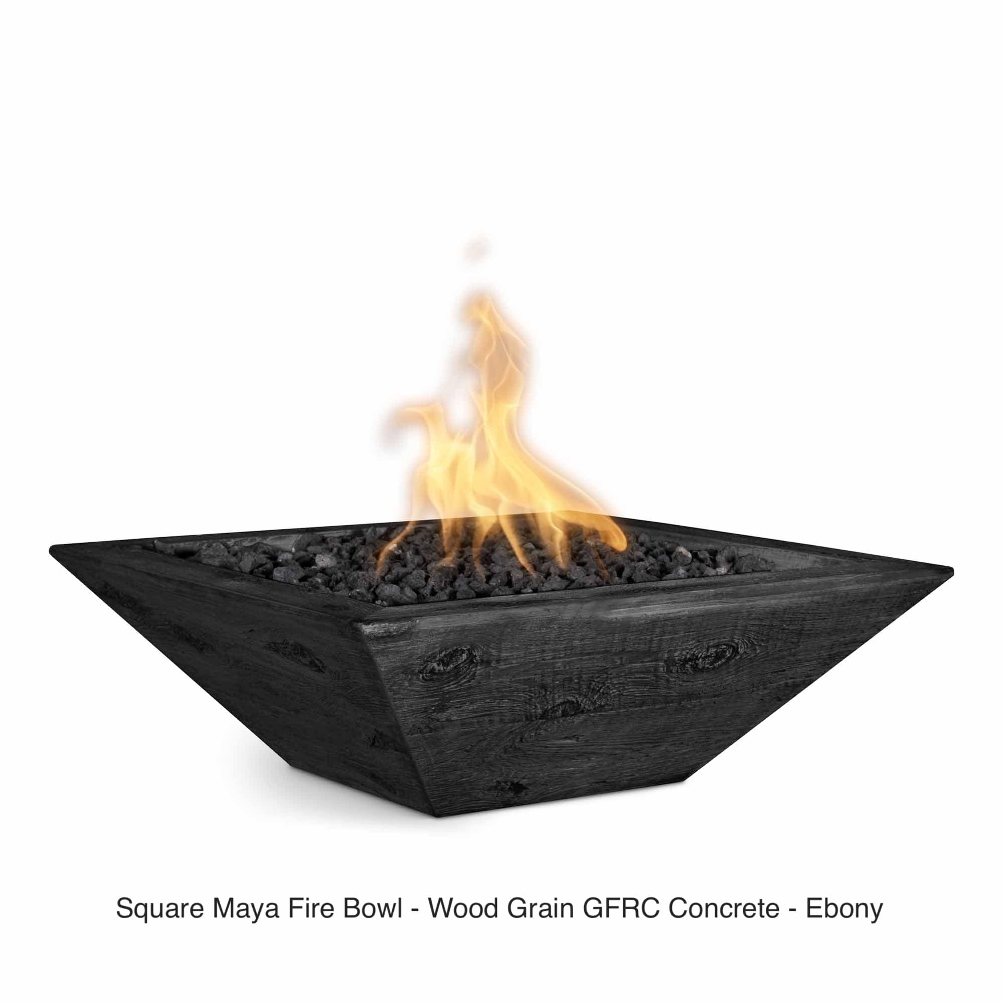 The Outdoor Plus Fire Features The Outdoor Plus Maya GFRC Wood Grain Concrete Square Fire Bowl / OPT-(xx)SWGFO