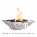 The Outdoor Plus Fire Features The Outdoor Plus Maya GFRC Wood Grain Concrete Square Fire & Water Bowl / OPT-(xx)SWGFW