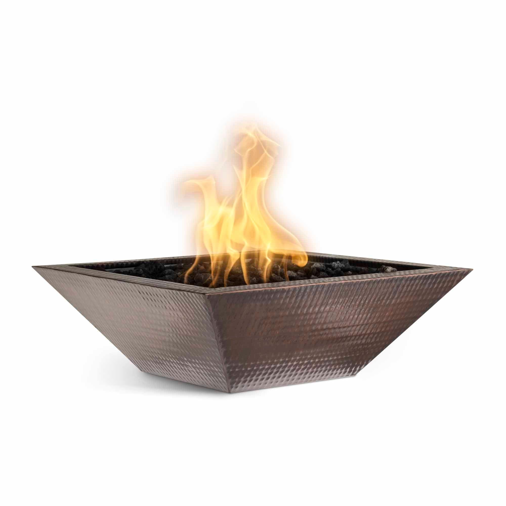 The Outdoor Plus Fire Features The Outdoor Plus Maya Hammered Copper Square Fire Bowl / OPT-103-SQ(xx)