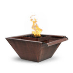 The Outdoor Plus Fire Features The Outdoor Plus Maya Hammered Copper Square Fire & Water Bowl with Wide Gravity Spill / OPT-SQ(xx)FWWS