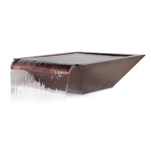 The Outdoor Plus Fire Features The Outdoor Plus Maya Hammered Copper Square Water Bowl with Wide Spillway / OPT-(xx)SCXW