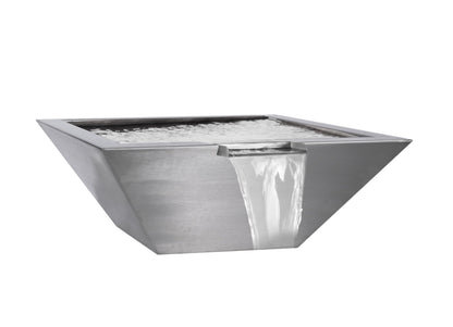 The Outdoor Plus Fire Features The Outdoor Plus Maya Stainless Steel Wide Spillway Square Water Bowl / OPT-(xx)SQSSWS