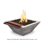The Outdoor Plus Fire Features The Outdoor Plus Maya Wood Grain Concrete Square Fire & Water Bowl with Wide Spill / OPT-(xx)SWGFWWS
