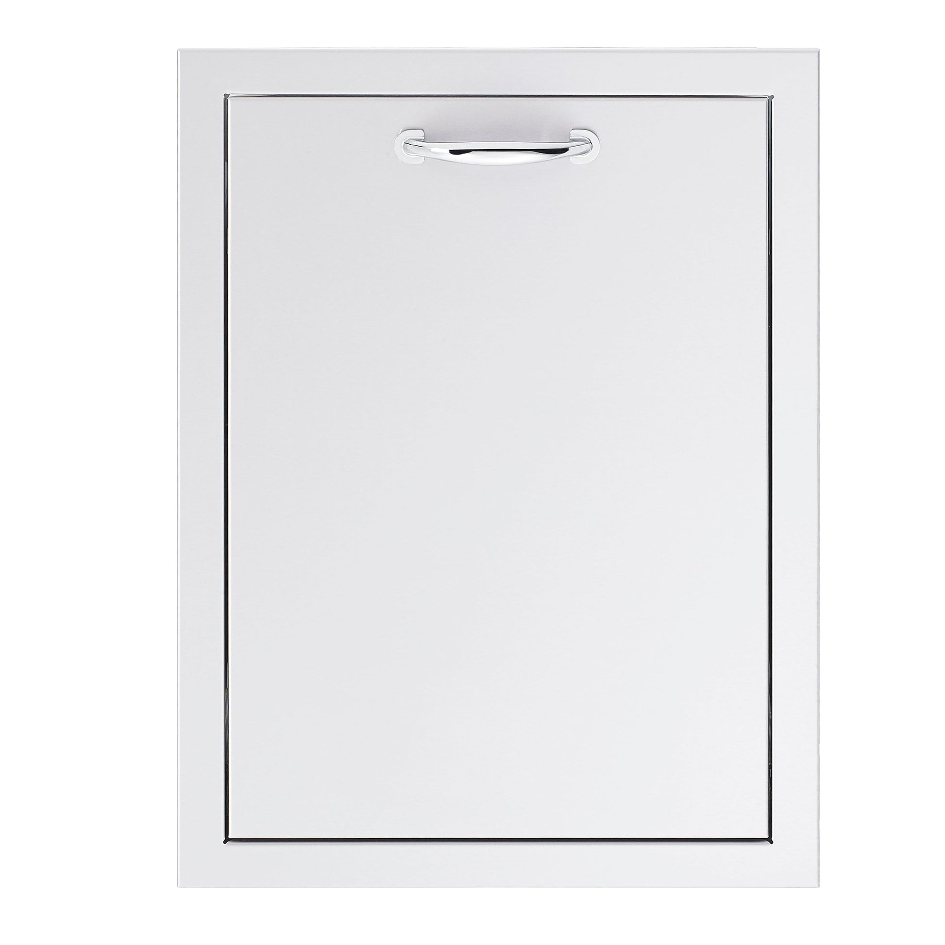 Premium stainless steel 2-bin trash drawer with ergonomic handle, ideal for outdoor kitchens. Sleek, rust-resistant finish.