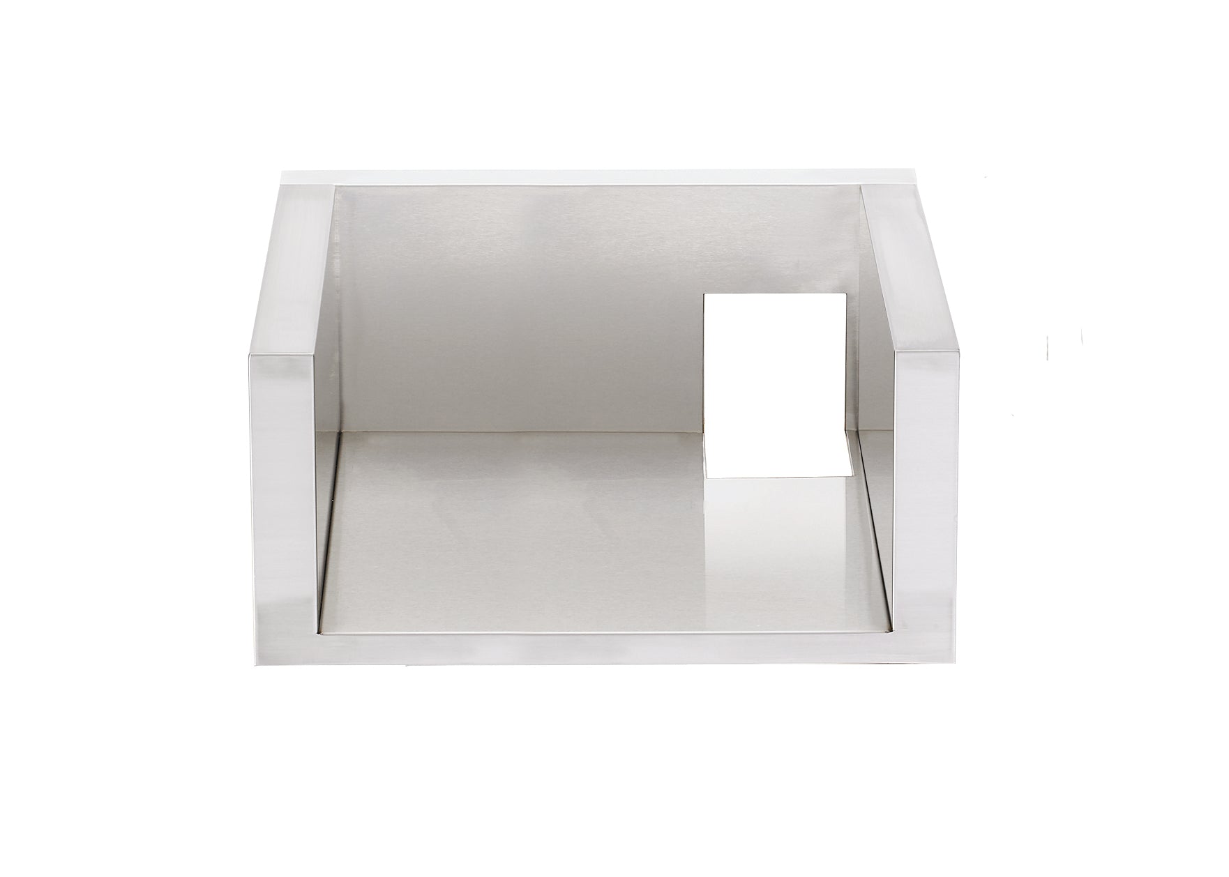 TrueFlame metallic cutout box with open front, right-side opening for Power Burner; ideal for outdoor kitchens.