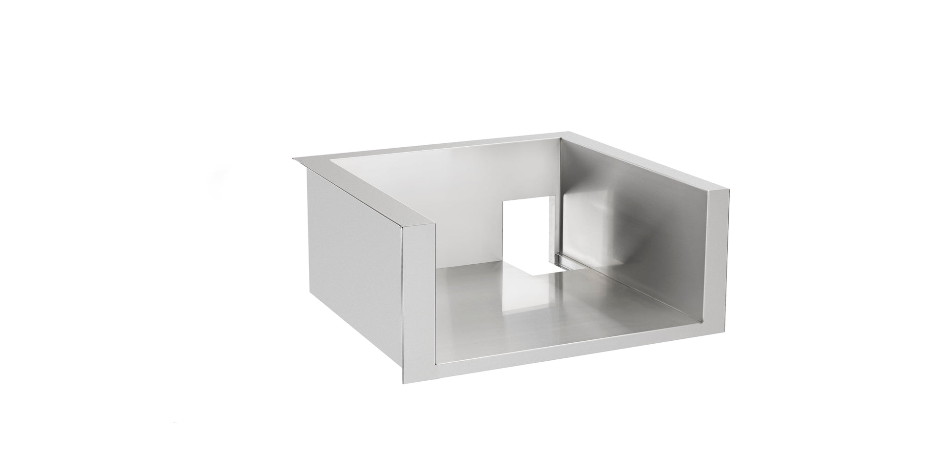 Stainless steel enclosure with open front, designed for Power Burner installation in luxury outdoor kitchens.