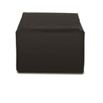 Heavy-duty PVC cover shields a rectangular grill, shown on white, ideal for outdoor kitchens with premium features.