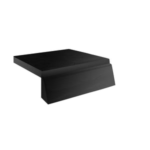 Black water-resistant floating shelf with beveled edge, ideal for premium outdoor kitchen setups and appliances.