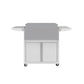 Griddle cart for 30" griddles with cabinet doors, side shelves, and wheels; ideal for outdoor kitchens.