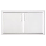 Premium metal cabinet with 33-inch double doors, silver handles, sleek finish—ideal for outdoor kitchens.
