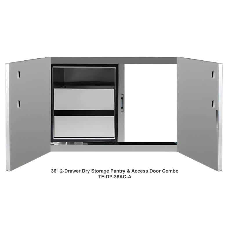 TrueFlame Kitchen 36" 2-Drawer Dry Storage Pantry & Access Door Combo TrueFlame 36" 2-Drawer Dry Storage Components / TF-DP-36AC-A, TF-DP-36DC-A