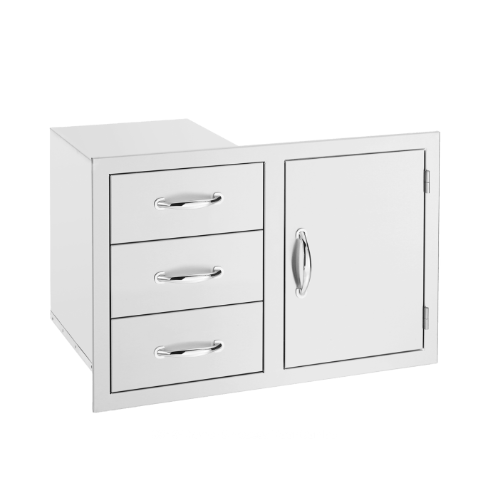 TrueFlame Refrigeration + Cooling 33 Inch / 3 / Drawers + Access Door TrueFlame Stainless Steel Combo Units / TF-TDC-17, TF-DC2-30, TF-DC2-33, TF-DC2-36, TF-DC2-42, TF-DC3-33, TF-DC2-33LP