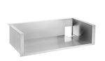 Stainless steel rectangular enclosure with open front and right square cutout; fits TFE32. Premium outdoor use.